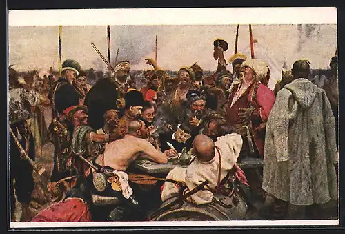 AK Feiernde Kosaken beim Verfassen einer Nachricht an Sultan Mahomet IV.
