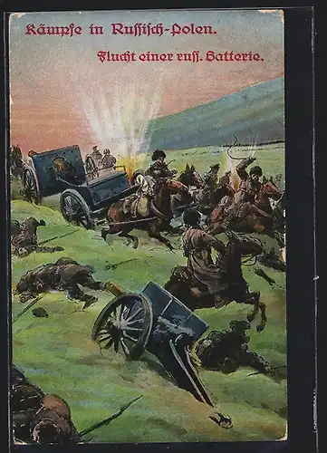 AK Flucht einer russischen Batterie bei den Kämpfen in Russisch-Polen