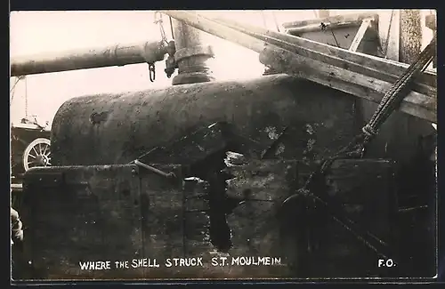 AK Doggerbank-Zwischenfall 1904, Where the Shell struck S. T. Moulmein