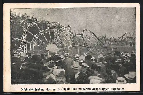 AK Echterdingen, Das 1908 zerstörte Zeppelinsche Luftschiff