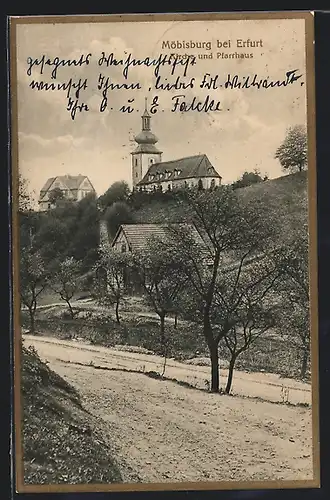 AK Erfurt, Blick auf die Kirche und das Pfarrhaus