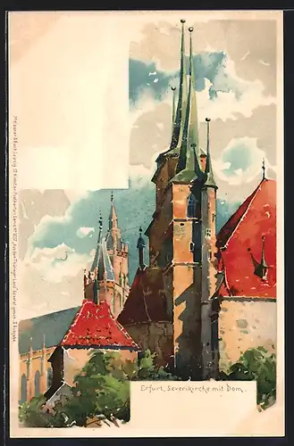 Künstler-AK Otto Hammel: Erfurt, Severikirche mit Dom