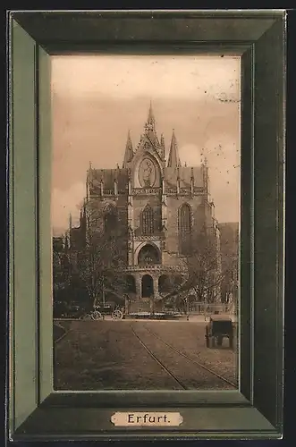 AK Erfurt, Dom mit Marienbild von Westen