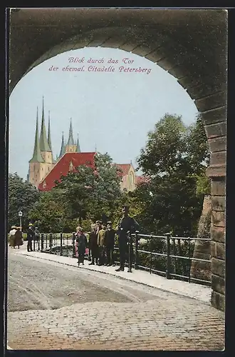AK Erfurt, Blick durch das Tor der ehem. Citadelle Petersberg