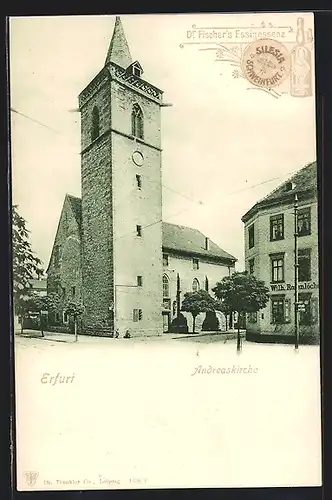 AK Erfurt, Andreaskirche mit Geschäftshaus Rosenlöcher