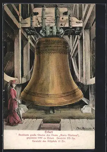 Künstler-AK Erfurt, Glocke Maria Gloriosa des Doms