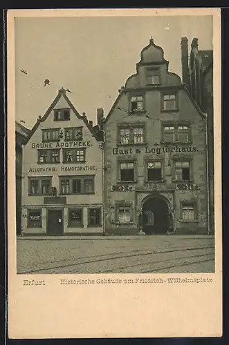 AK Erfurt, Historische Gebäude am Friedrich-Wilhelmsplatz