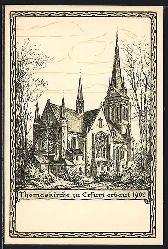 Künstler-AK Erfurt, Thomaskirche, erbaut 1902