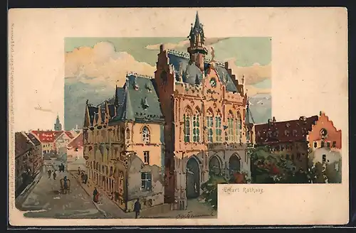 Künstler-AK Otto Hammel: Erfurt, Rathaus
