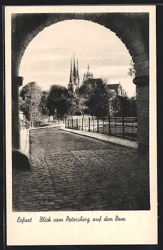AK Erfurt, Dom, Blick vom Petersberg