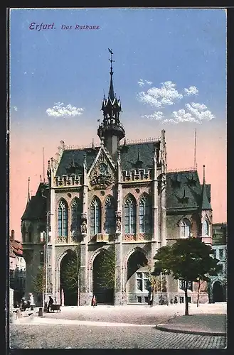 AK Erfurt, Rathaus, von der Strasse gesehen
