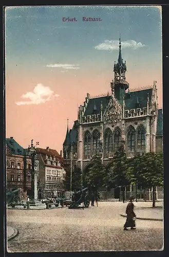 AK Erfurt, Rathaus, mit Kanonen