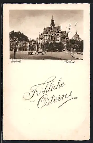 AK Erfurt, Rathaus und Umgebung, Ostergruss