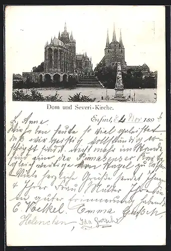 AK Erfurt, Dom und Severi, mit Obelisk