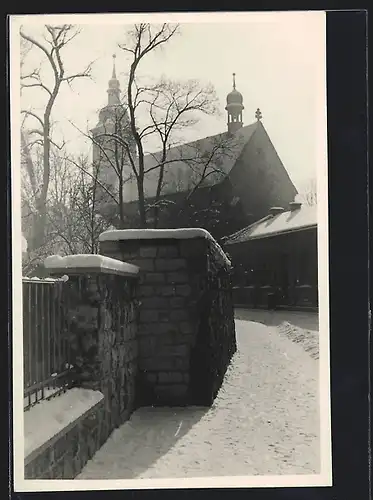 Foto-AK Erfurt, Am Klostergang im Winter