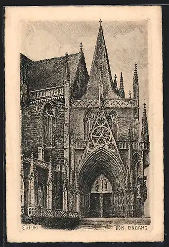 Künstler-AK Erfurt, Partie am Domeingang