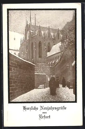 AK Erfurt, Gang zur Kirche im Winter