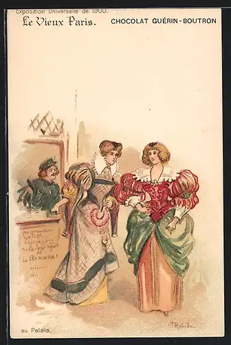 Lithographie Paris, Exposition universelle de 1900, Le Vieux Paris, Au Palais