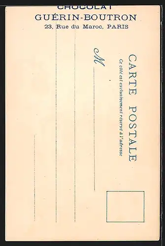 Lithographie Paris, Exposition universelle de 1900, Le Vieux Paris, Chocolat Guérin - Boutron, Les porteurs de Chaise