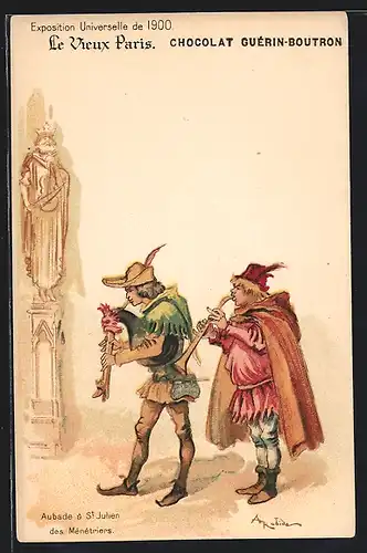 Lithographie Paris, Exposition universelle de 1900, Le Vieux Paris, Aubade à St. Julien des Ménétiers