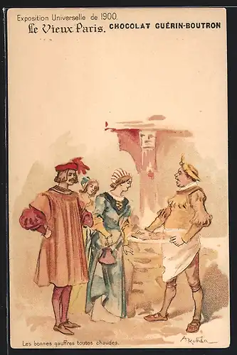 Künstler-AK Albert Robida: Paris, Exposition Universelle de 1900, Les bonnes gauffres toutes chaudes, Gute heisse Waffeln