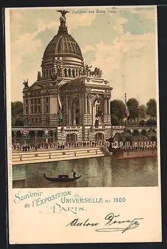 Lithographie Paris, Exposition universelle de 1900, Pavillon des États Unis