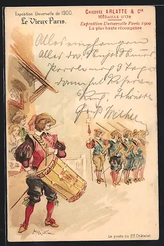 Künstler-Lithographie Paris, Exposition universelle de 1900, Le poste du Gd. Chatelet, Le Vieux Paris