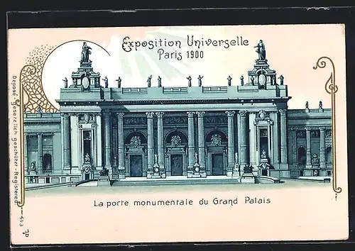 Lithographie Paris, Exposition universelle de 1900, La Porte monumentale du Grand Palais