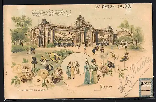 Lithographie Paris, Exposition universelle de 1900, Le Palais de la Mode