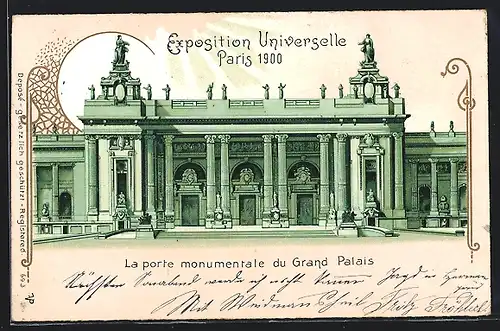 Lithographie Paris, Exposition universelle de 1900, La Porte monumentale du Grand Palais