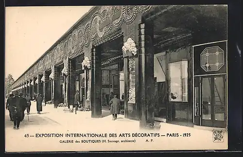 AK Paris, Exposition des Arts décoratifs 1925, Galerie des Boutiques