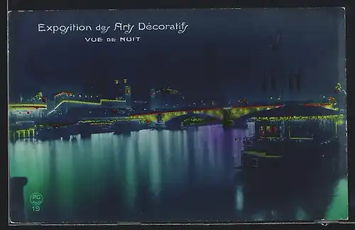 AK Paris, Exposition des Arts décoratifs 1925, Vue de nuit