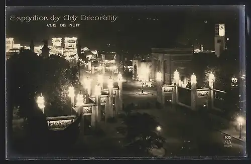 AK Paris, Exposition des Arts décoratifs 1925, Vue de nuit