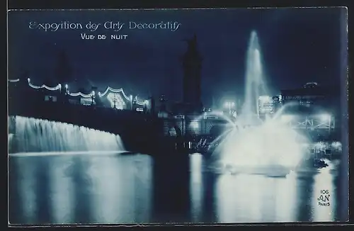 AK Paris, Exposition des Arts décoratifs 1925, Vue de nuit
