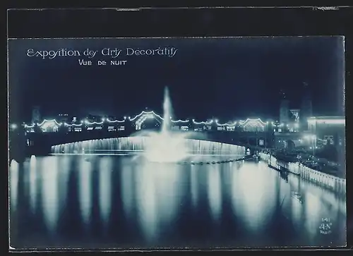 AK Paris, Exposition des Arts décoratifs 1925, Vue de nuit