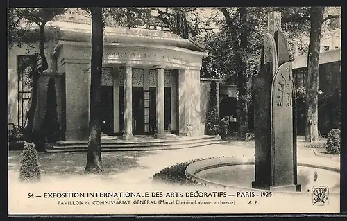 AK Paris, Exposition des Arts décoratifs 1925, pavillon du commissariat général