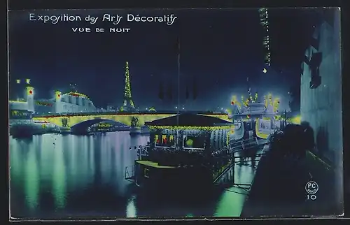 AK Paris, Exposition des Arts décoratifs 1925, Vue de nuit