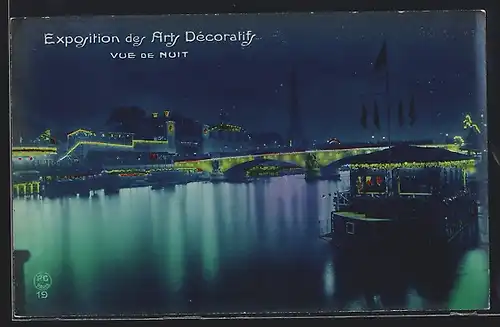 AK Paris, Exposition des Arts décoratifs 1925, Vue de nuit
