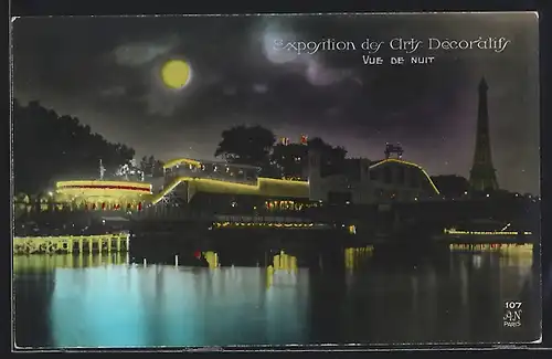 AK Paris, Exposition des Arts Decoratifs 1925, Vue de Nuit