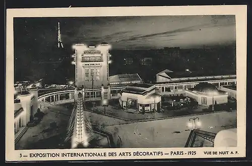 AK Paris, Exposition des Arts décoratifs 1925, Vue de nuit