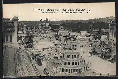 AK Paris, Exposition des Arts décoratifs 1925, Vue Générale sur l`Esplanade des Invalides