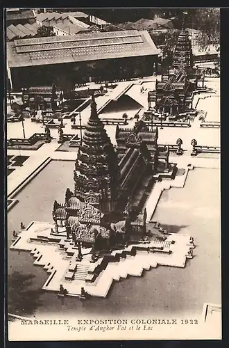 AK Marseille, Exposition coloniale 1922, Temple d`Angkor Vat et le Lac