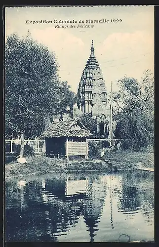 AK Marseille, Exposition coloniale 1922, Etangs des Pélicans