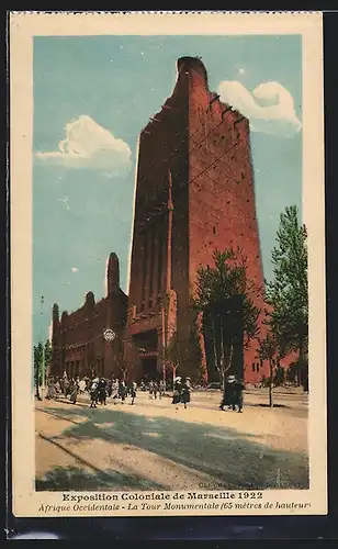 AK Marseille, Exposition coloniale 1922, Afrique Occidentale, La Tour Monumentale