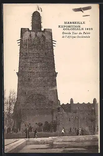 AK Marseille, Exposition coloniale 1922, Grande Tour du Palais de l`Afrique Occidentale