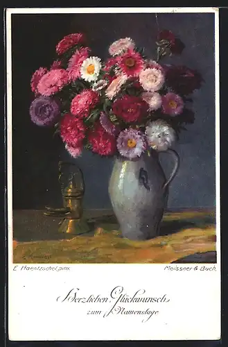 Künstler-AK Meissner & Buch (M&B) Nr. 2302: Blumenvase und Messingkanne