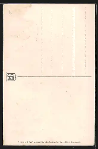 Künstler-AK Meissner & Buch (M&B) Nr.: 2396, Tannenzweig mit Kleeblättern