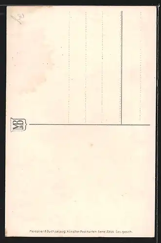 Künstler-AK Meissner & Buch (M&B) Nr.: 2396, Tannenzweig mit Kleeblättern