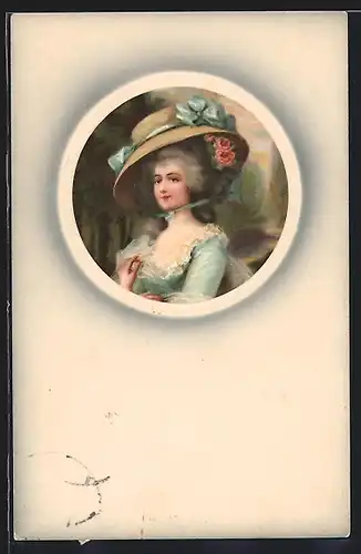 Künstler-AK Meissner & Buch (M&B): Dame mit grossem Hut im Rahmen