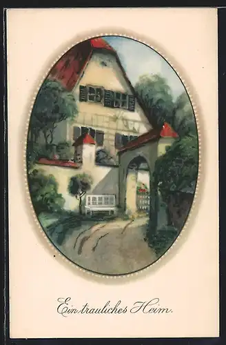 Künstler-AK Meissner & Buch (M&B) Nr. 2399: ein trauliches Heim, Blick auf ein Haus